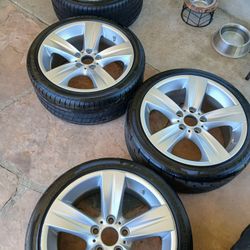 2010 BMW 3 series 18in staggered complete wheels, tires and TPMS sensors