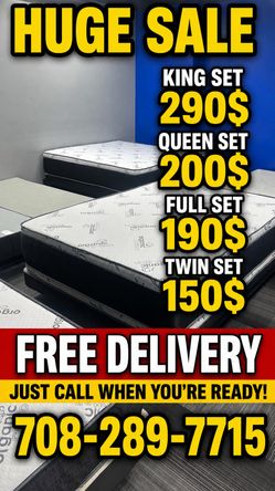 Huge sale for Mattress And Box Twin size #mattress and box 150.$ full 190$ Queen 200$ king 290$. free delivery free set up 708….289…7715… cash or Zell