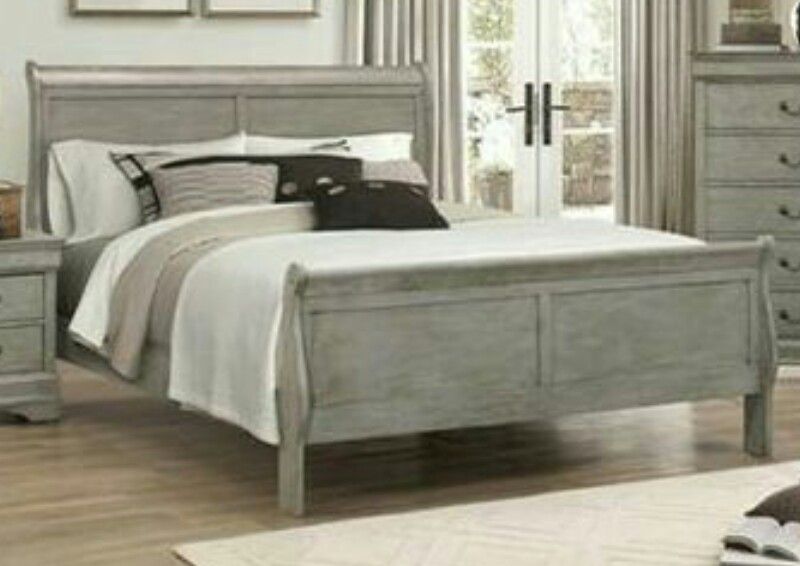 Brand new grey finish full bed frame only