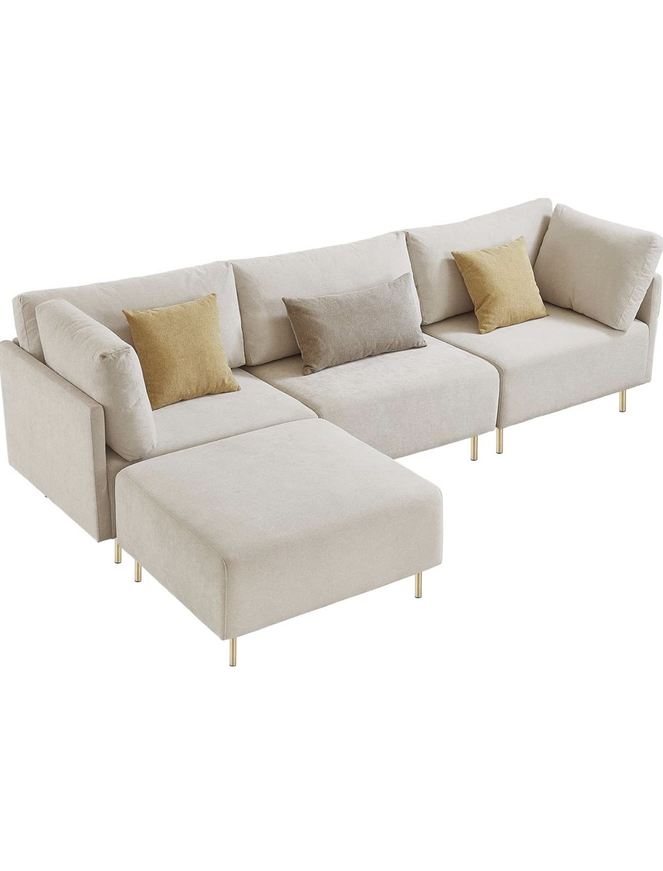 Linen L Shaped Sofa / Couch with Reversible Chaise 