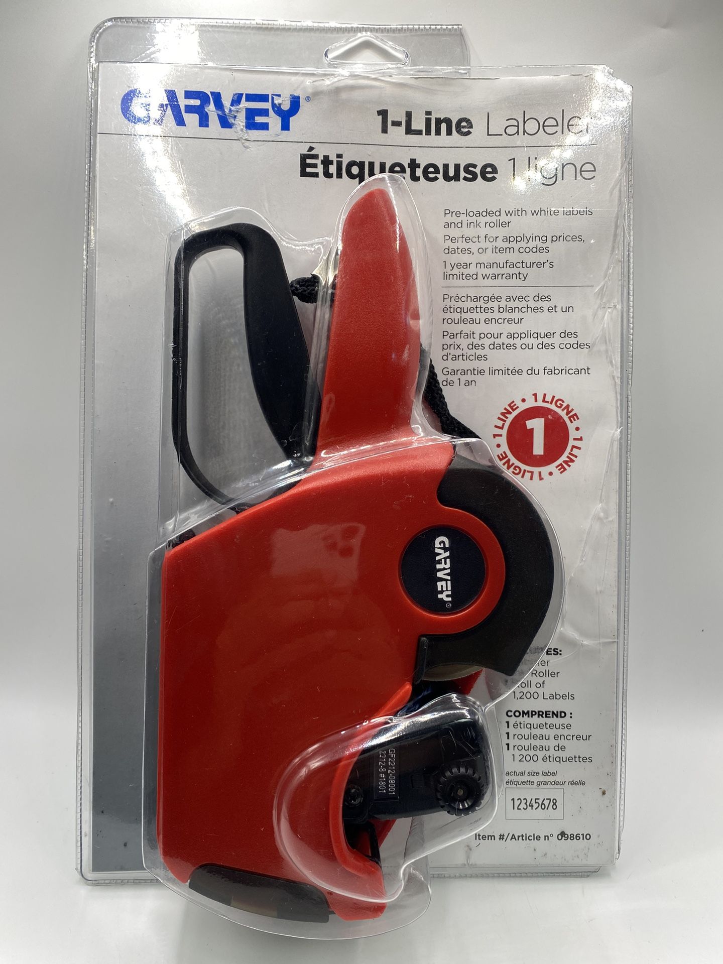 GARVEY 1-Line Labeler Pricemarker (986106) with Ink & 1200 Labels