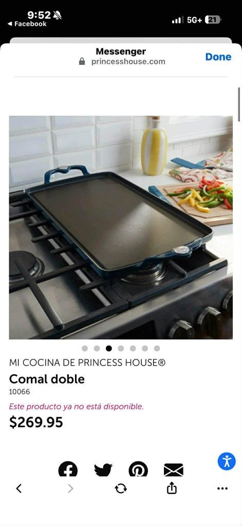 Comal De Hierro Forjado Princess House Azul Doble
