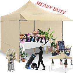 10x10 Pop Up Canopy Heavy Duty Party Tent with Removable Awning,Sidewalls,Sandbags and Rolling bag.Easy Up Outdoor Wedding Commercial Canopy,Gazebo 