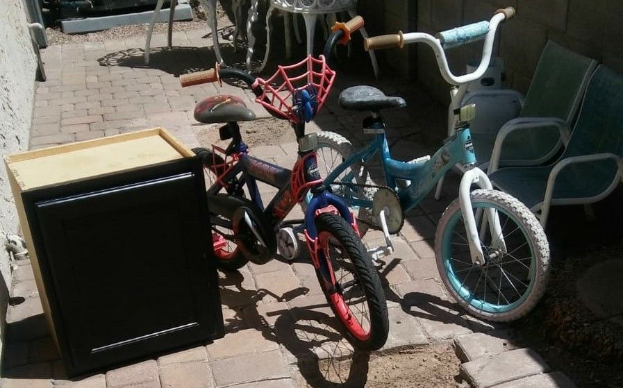 2 Bikes and small cabinet free!