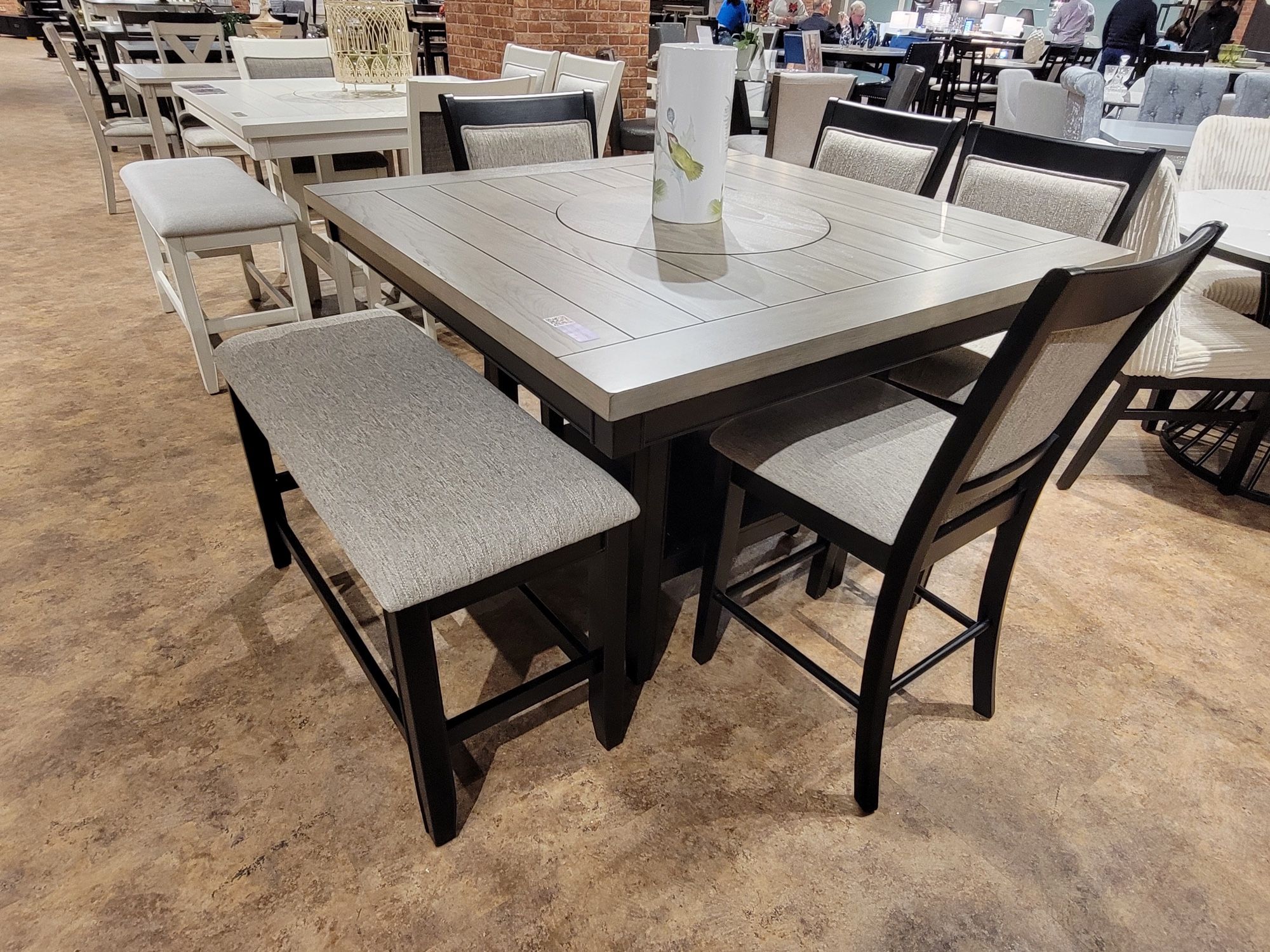 6PC Gray / Black Dining Table Set