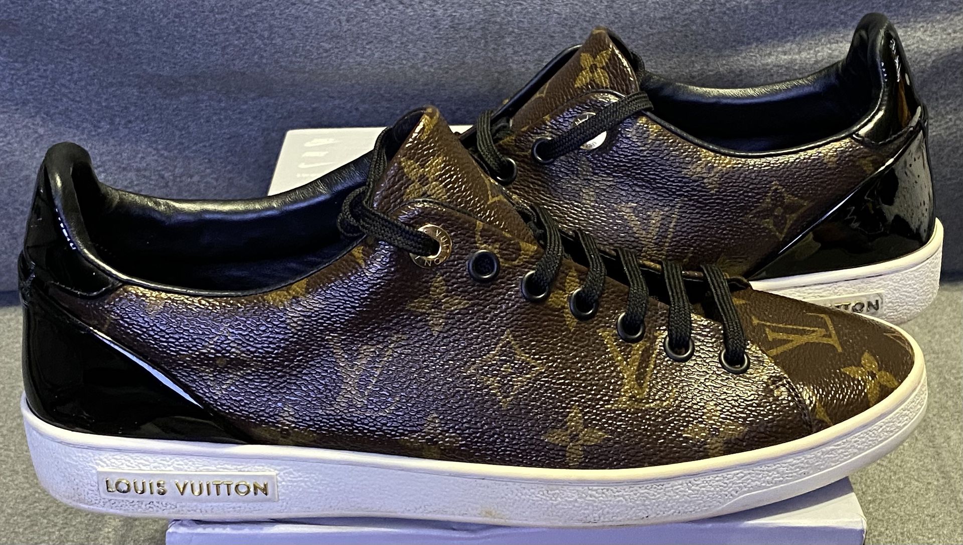 Louis Vuitton LV Brown Monogram Canvas Leather Frontrow Sneakers