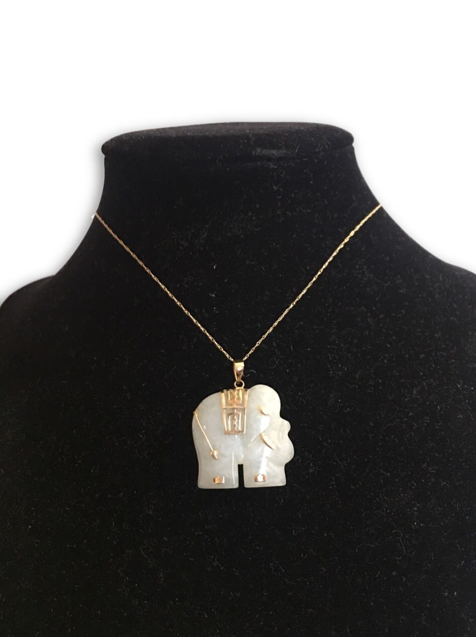 10k Jade Elephant Necklace