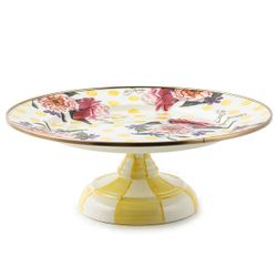 Mackenzie Child's Wildflowers enamel large  pedestal platter - yellow