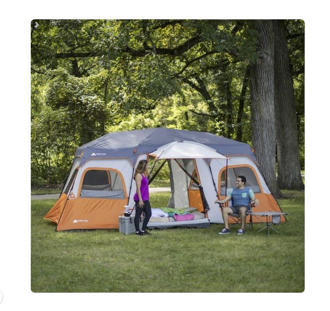Ozark Trail 12 Person Instant Cabin Tent with Integrated LED Lights, 3 Rooms