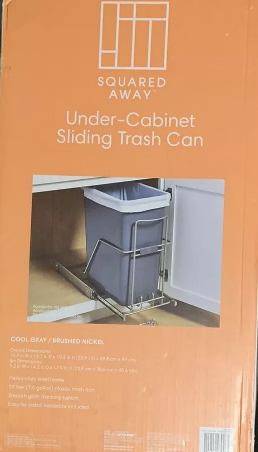 Squared away Under Cabinet 7.6 Gallon Sliding Pull Out Trash Can Garbage Bin