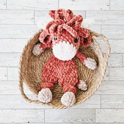 Crochet Highland Cow Plushie Snuggler Stuffed Animal Toy