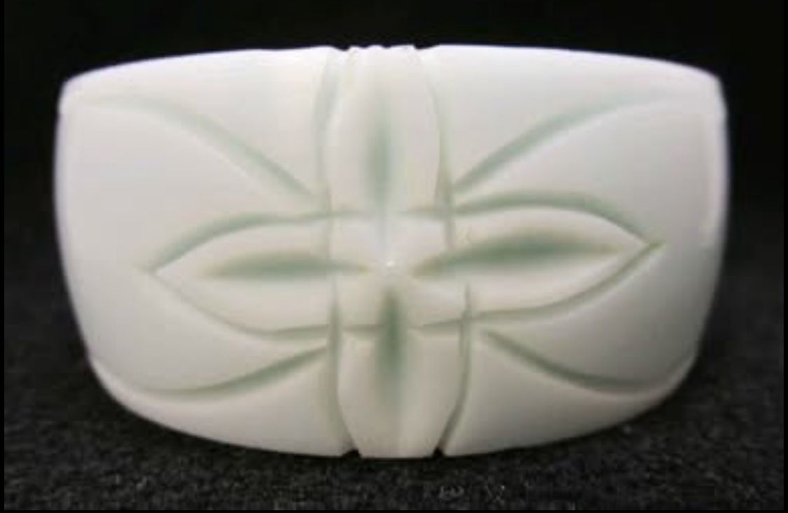 1920's -1930's Antique Art Deco French Deep Carved Galalithe Baby Blue Bangle Bracelet