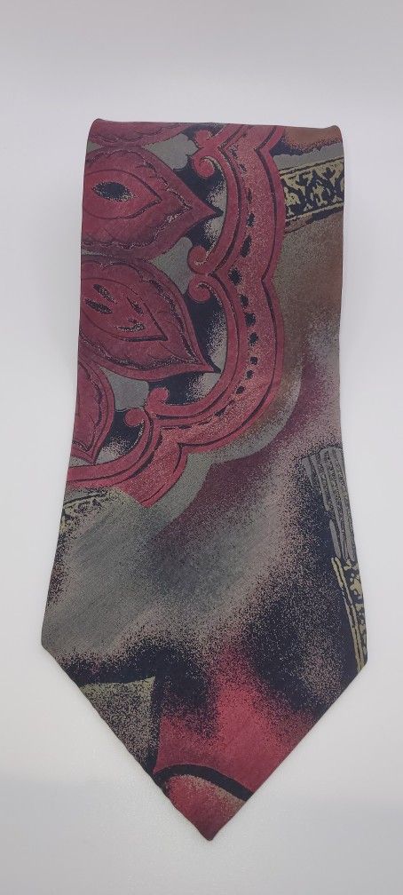54x4 Croft & Barrow Necktie Purple Red Grey Black Silk Gothic