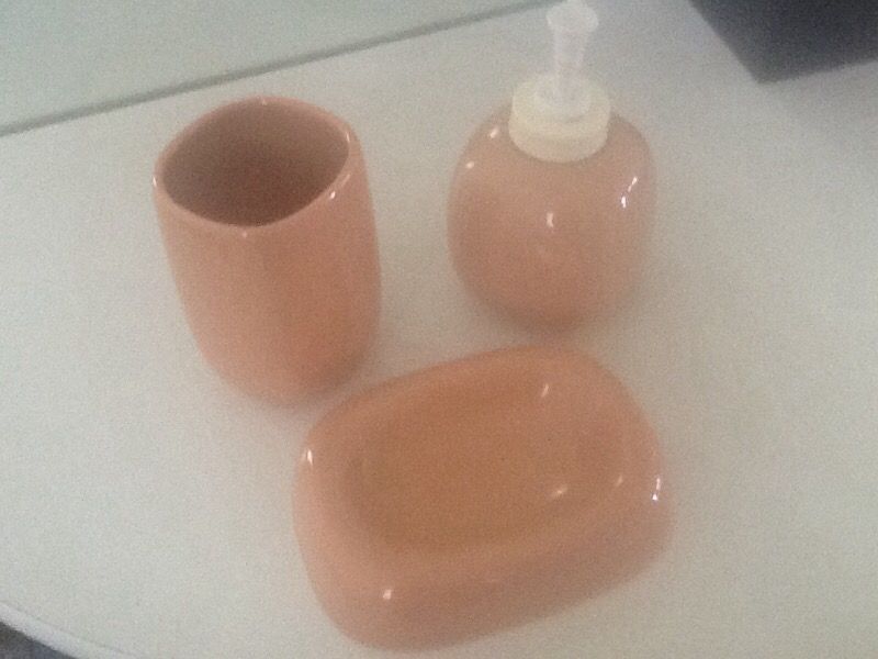 3 PIECE TERRA COTTA CERAMIC BATH SET