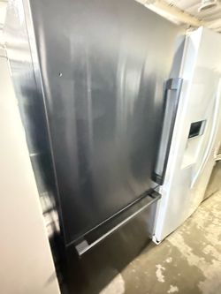 Dark Stainless Steel Bottom Freezer Refrigerator