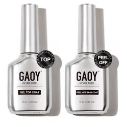 GAOY Gel Top Coat and Peel Off Base Coat Set, 16ml 2 Pcs