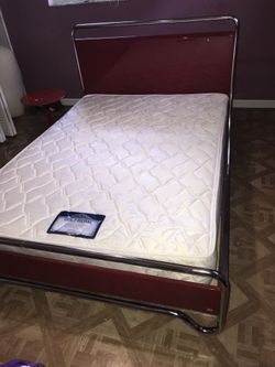 Beautiful retro 1 of a kind red bed with matching desk and side table