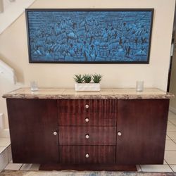 SOLID WOOD WITH GRANITE TOP BUFFET ENTERTAINMENT CENTER TV STAND ENTRY TABLE DELIVERY AVAILABLE 