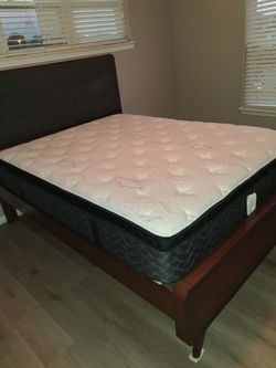 Queen Sleigh Bed Frame with Mattress