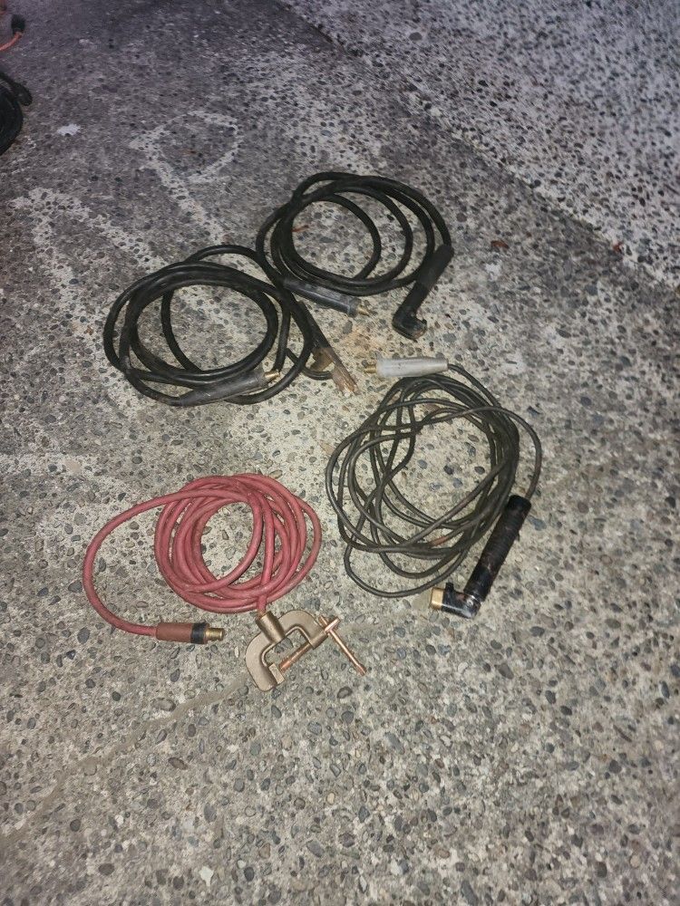 four welding cables with holders for the welding machine