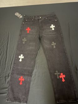 Black chrome heart jeans