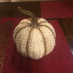 White Gold Striped Pumpkin (Holiday Accesory)