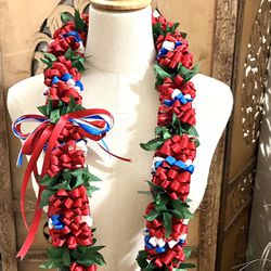 Graduation Lei.  Satin Ribbons & Kukui Nut Lei.  For ALL OCCASIONS 