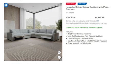 Henredon Selene 3-piece Sectional with Power Footrests