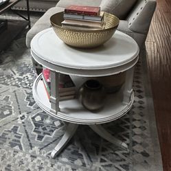 Circular Slightly Distressed Farmhouse Side Table 