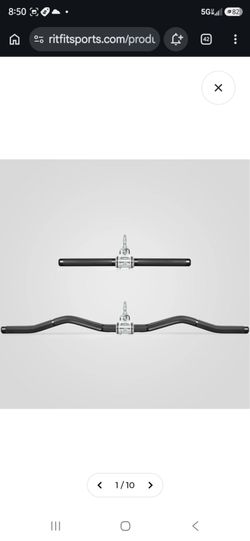 RitFit Aluminum Alloy Handle Set Long W-Shaped and Short Straight Bar for Cable Machine