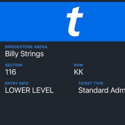 Billy String Ticket Nashville March 1 - 1 Ticket