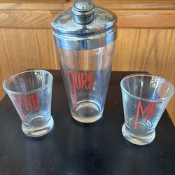 1950's Glass Cocktail Shaker Set