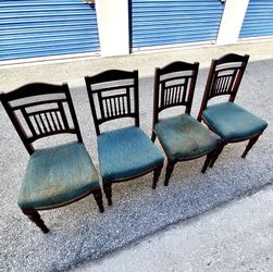 ANTIQUE 19TH CENTURY EDWARDIAN MAHOGANY DINING CHAIRS — SET OF 4