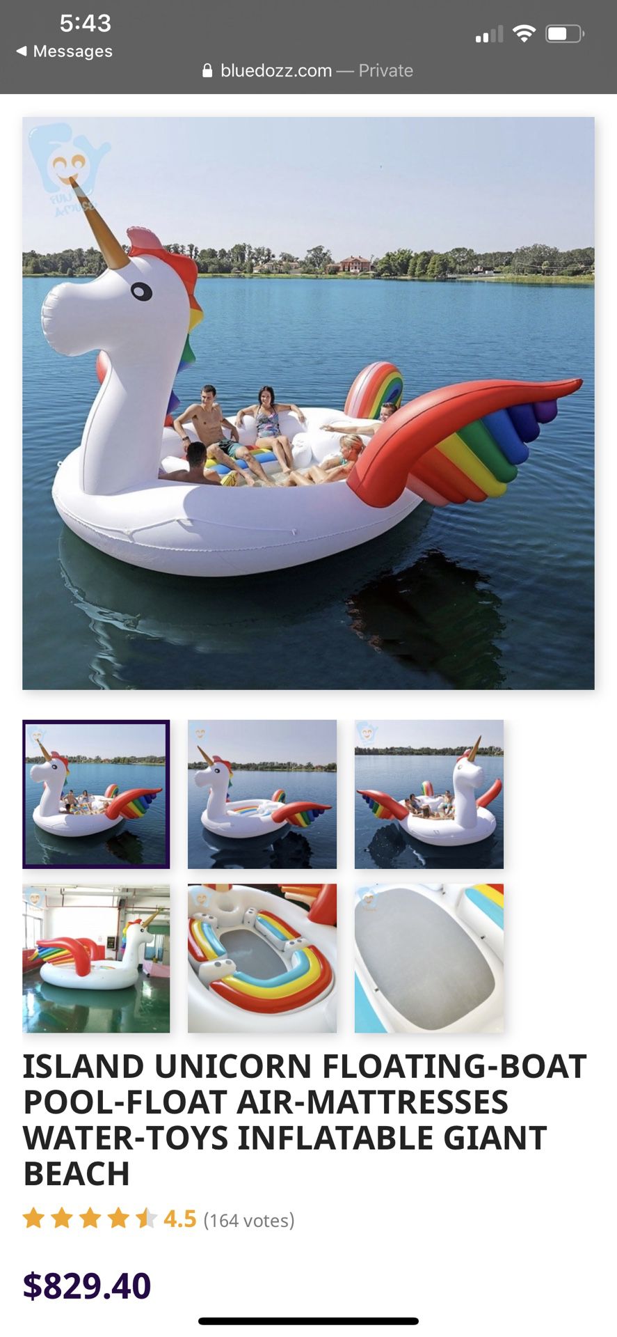 NEW Unicorn float boat float toy pool float