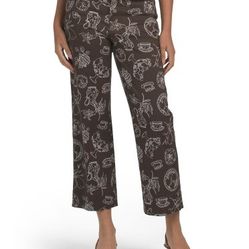 Tablescape Motif Slant Pocket Cropped Pants