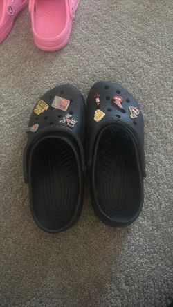 Black Crocs Classic Clogs with Jibbitz Charms size 11 women