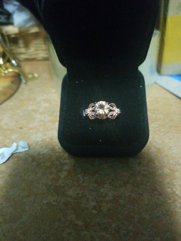 Size 7 Citrine Ring Rose Gold Plated