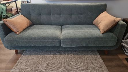 Allie Midnight Jade Green Velvet Fabric 80" Sofa