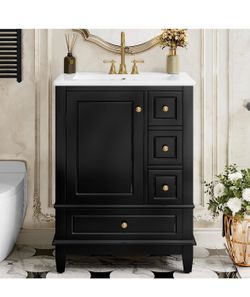 As is 24" Bathroom Vanity with Sink, Harper & Bright Designs Free Standing Single Vanity Set with 3