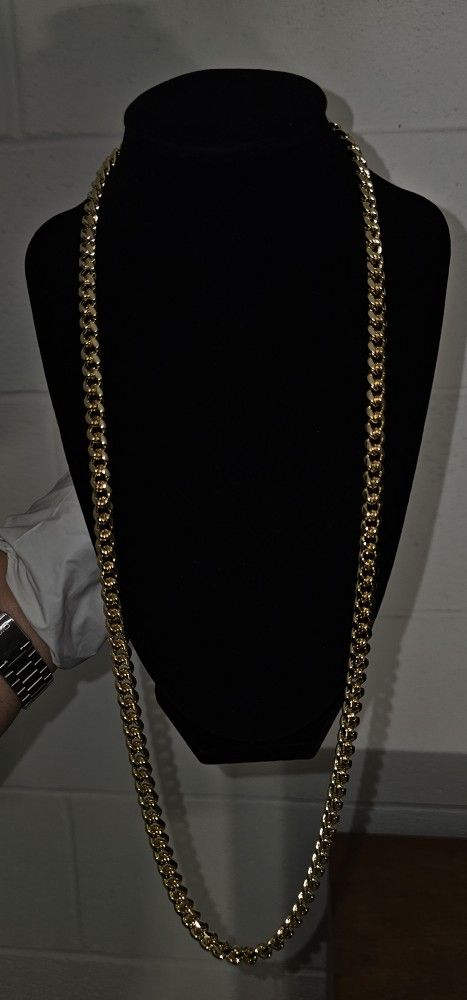 8mm 30" Gold Filled Miami Cuban Box Lock Chain