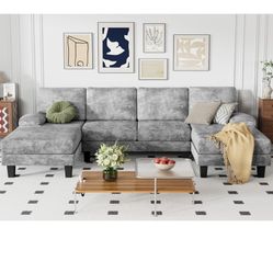 Grey Chenille Sectional for sale ! 