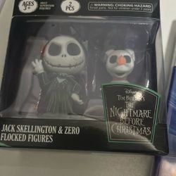 Jack Skellington And Zero Flocked Figures