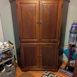 Computer Armoire With Lots Of Storage.  You Can Close The Cabinet To Hide It All Away.