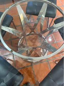 Glass dining table with 5 chairs