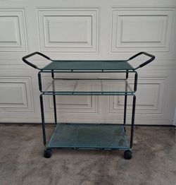 Vintage Metal Patio Serving Cart 