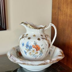 Vintage Fine China Decorative Pitcher & Wash Basin