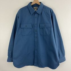 L.L. BEAN VTG Mens Blue Cotton Flannel Chamois Outdoor Hunting Button Down Shirt