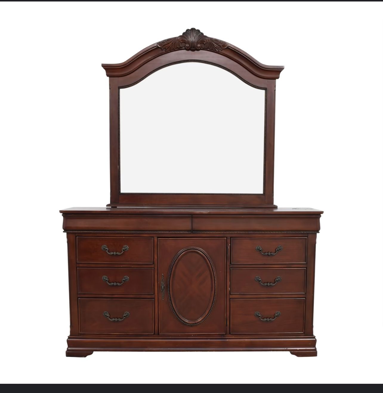 Six-Drawer Dresser With Shelves And Detachable Mirror 