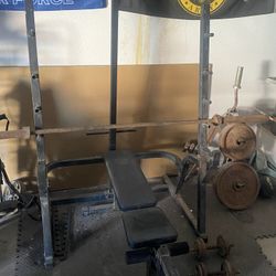 Weight Bench With Rack And 300 Pounds Weights With Stand