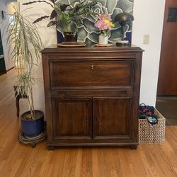 Antique Wood Bar Cabinet 